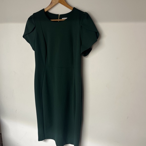 Calvin Klein Dresses & Skirts - Calvin Klein Emerald Green Sheath Dress Size 14 Career Cocktail Midi